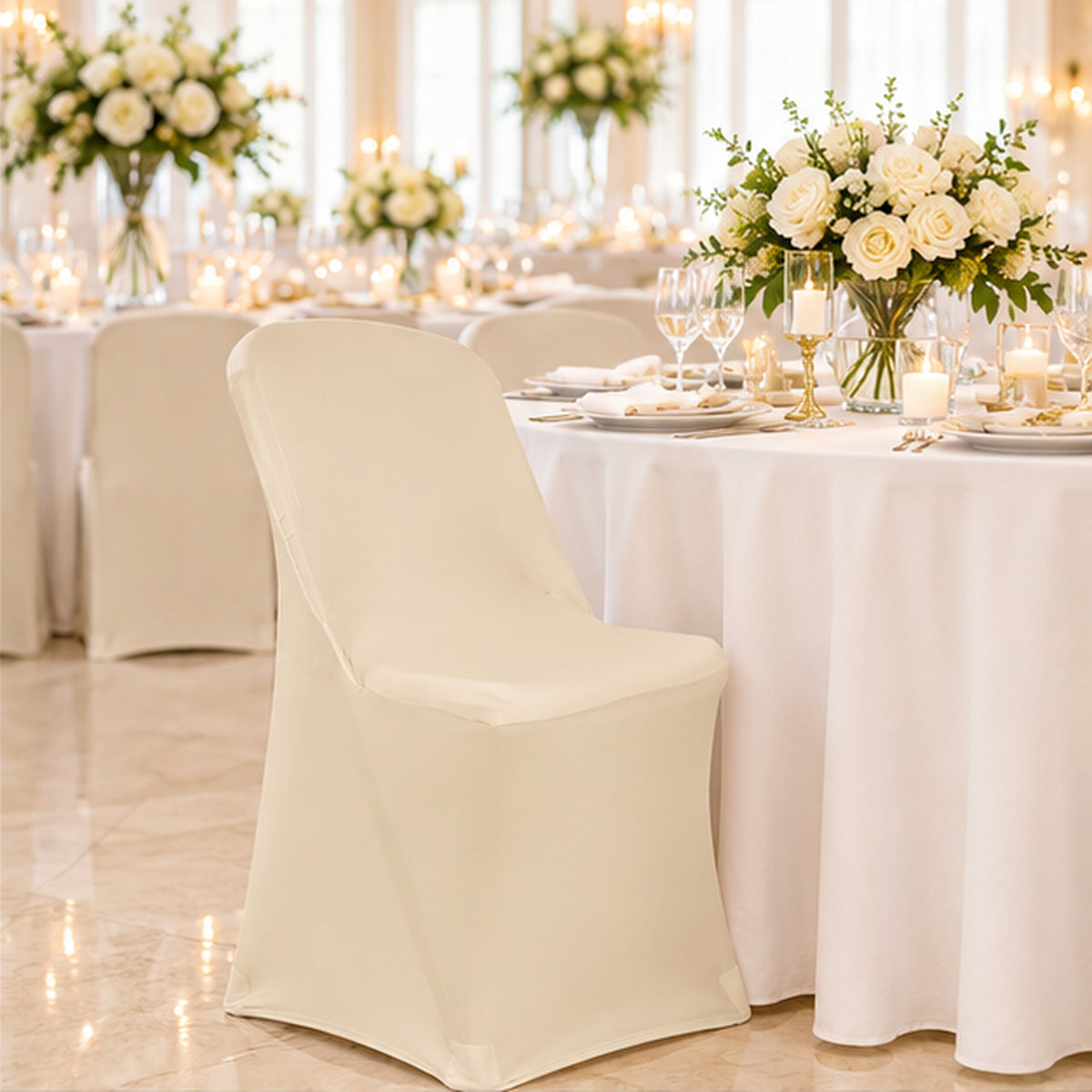 Champagne 4 Way Stretch Spandex Chair Slipcover 220 GSM Fitted
