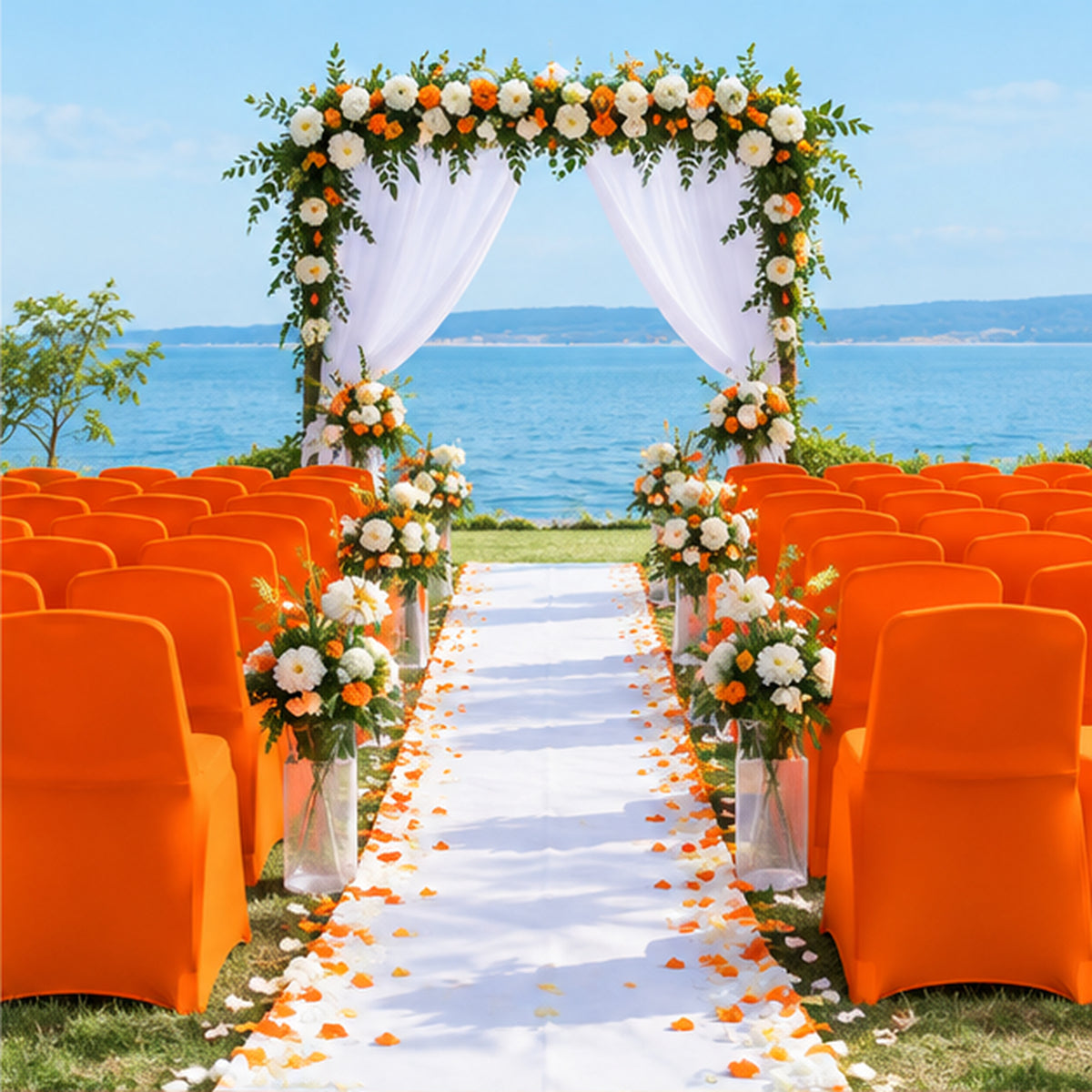 Orange Premium Spandex Lifetime Folding Chair Cover 220 GSM 1pc