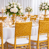 Gold Sequin Spandex Chair Caps 220 GSM Glittering Stretch Cover