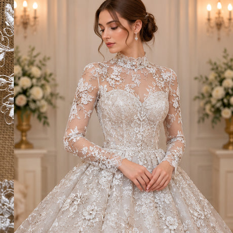 Corded Bridal Lace Fabric Polyester Net Mesh Decorative 51 Inch