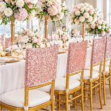 Blush Pink Rose Gold Sequin Spandex Chair Caps 220 GSM Stretch