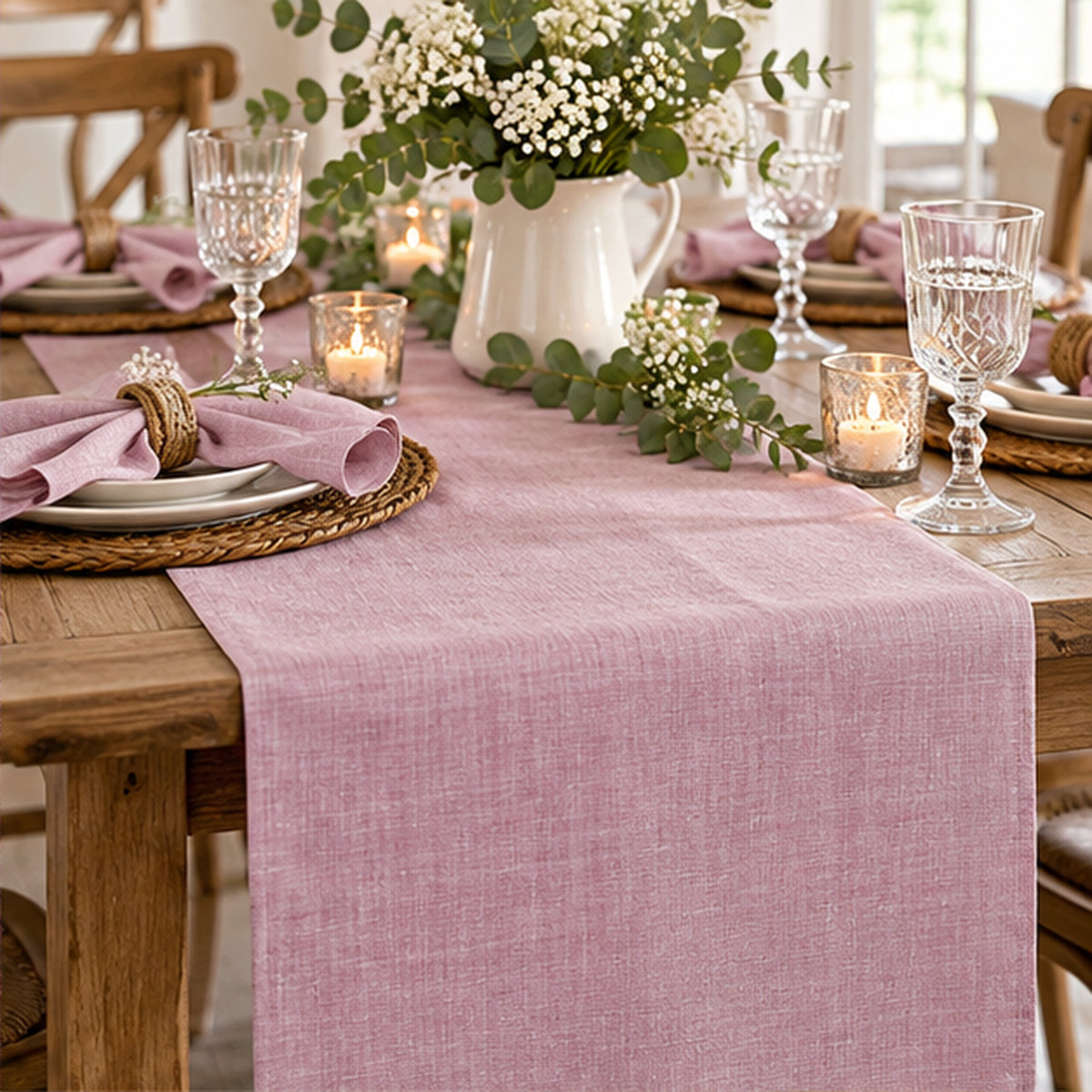 Vintage Two Tone Polyester Fabric With Linen Texture 60 Inch