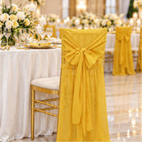 Gold Chiffon Chiavari Chair Cover With Sash Cascading Drape