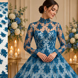 Corded Bridal Lace Fabric Embroidered Polyester Net Mesh Yard