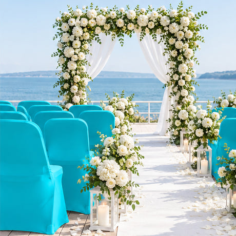 Turquoise Premium Spandex Lifetime Folding Chair Cover 220 GSM