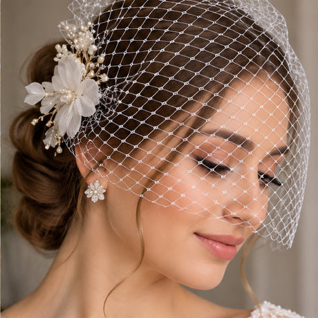 Bandeau Veil Tulle White Birdcage Venetian Mesh Sold by the Yard