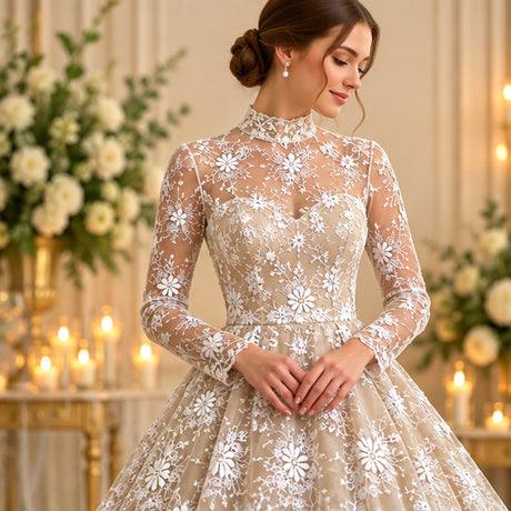 Floral Lace Fabric Embroidered Net Mesh Party Dress Wear Decor