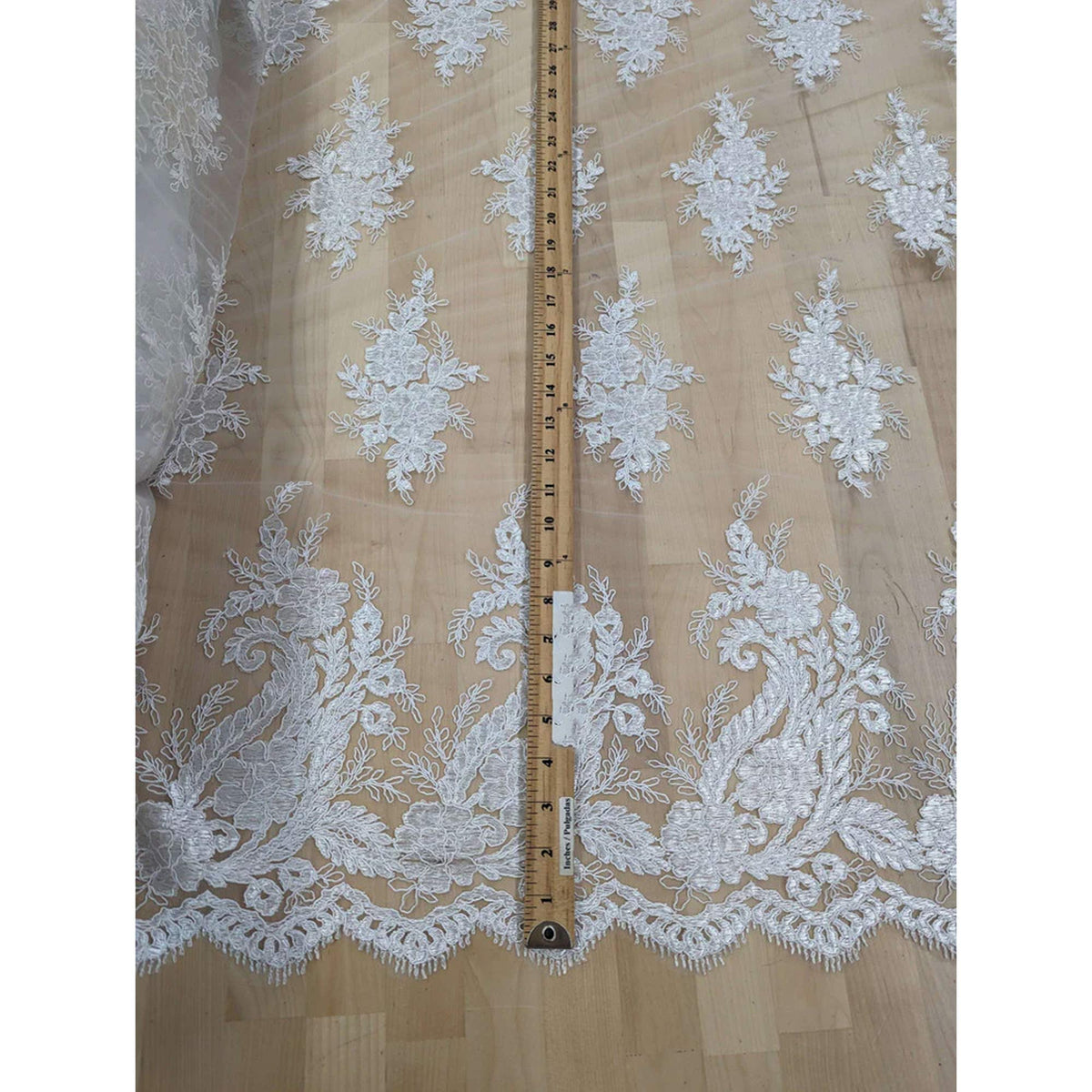 Bridal Lace Polyester Lace Fabric - 8 Colors, Floral Corded Embroidery, 50-51" Width (1 Yard)