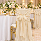 Champagne Chiffon Chiavari Chair Cover With Sash Flowing Drape