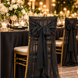 Black Chiffon Chiavari Chair Cover With Sash Soft Sheer Fabric
