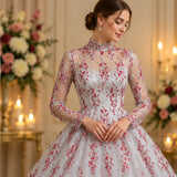 Corded Bridal Lace Fabric Embroidered Polyester Net Mesh 54 Inch