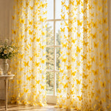 3D Butterflies Yellow Lace Fabric Embroidered Applique by the Yard