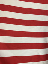 2 Inch Red/White Stripe Satin Fabric - Red/White Horizontal Stripes, 59/60" Width (1 Yard)