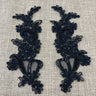 1 Pair Beaded & Corded Floral Lace Applique 9" x 2.5" Each Side