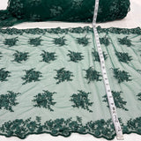 1 Yard Beaded Double Sided 3D Floral Lace Trimming 100% Polyester Net Mesh 21" Wide