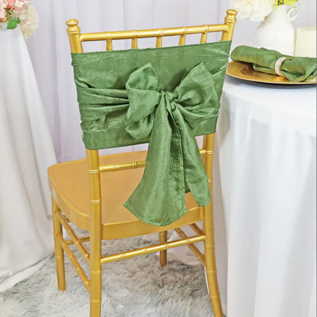 10 Pieces Clover Green Luxurious Crushed Taffeta Chair Bands, 9.5"x108" Event Sashes