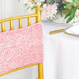 10 Pieces Sparkling Pink Sequin Stretch Spandex Chair Bands 7 x 13 Inches