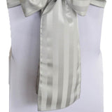 10 Pieces Silver Striped Jacquard Polyester Chair Sashes 7.5"x108" for Modern Events
