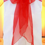 10 Pieces Red Organza Fabric Chair Wraps, 12"x116" Sophisticated Angled Design