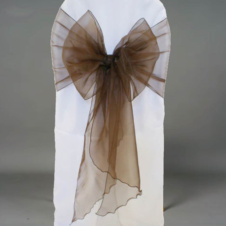 10 Pieces Angle End Organza Chair Sashes 12 by 116 inches Chocolate