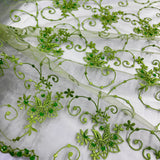 1 Yard Elegant Beaded Lace Fabric on 100% Polyester Mesh, Embroidered Floral Design for Gowns & Decor