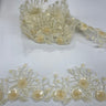 1 Yard Embroidered on 100% Polyester Net Mesh 4? Wide Beaded & Corded Floral Lace Trimming