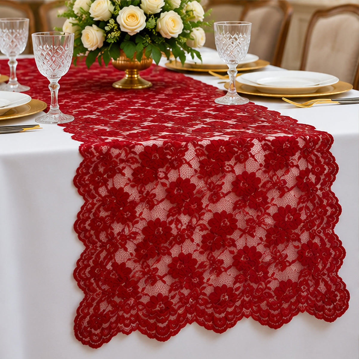 Corded Bridal Lace Fabric Embroidered Polyester Net Mesh 49 Inch
