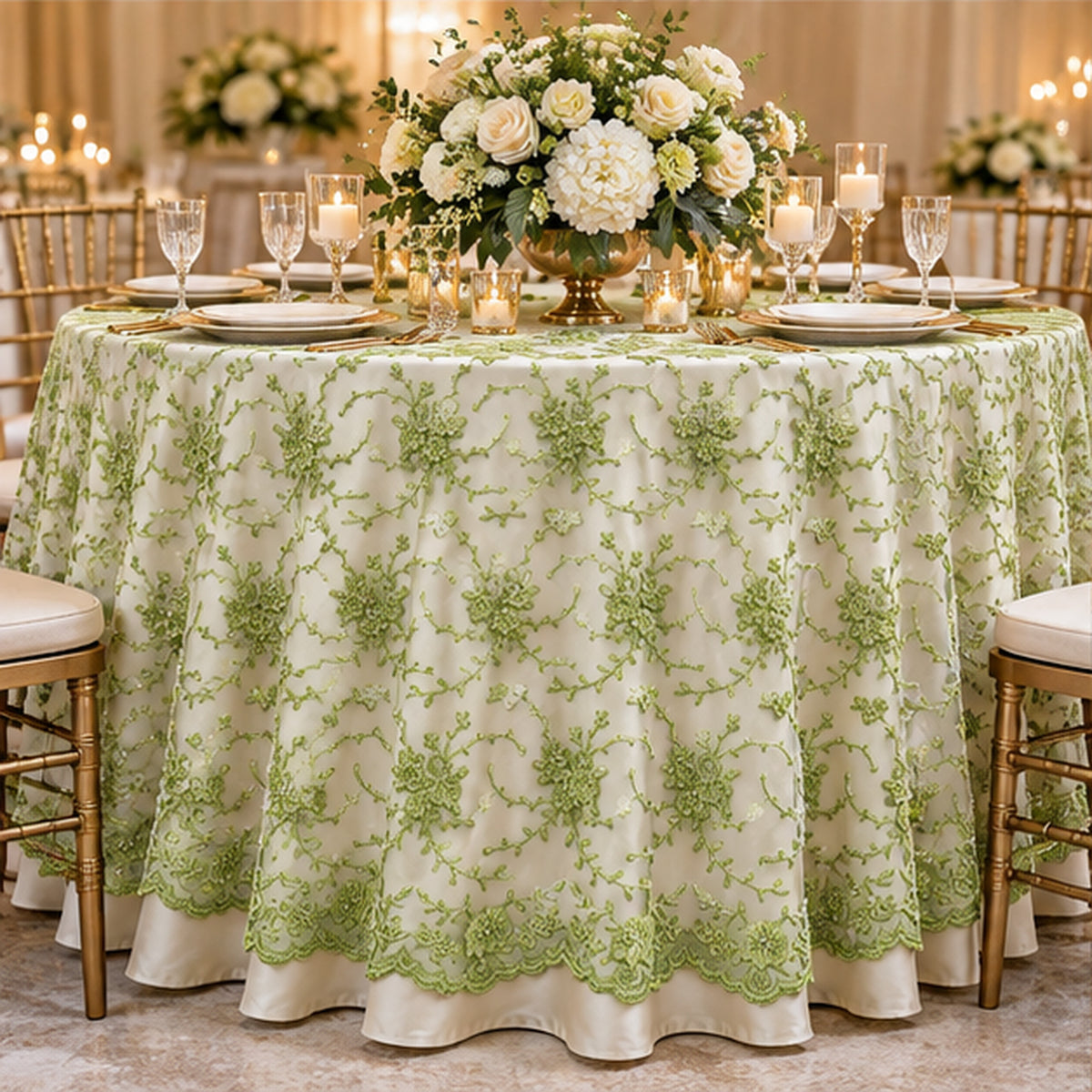 Corded Bridal Lace Fabric Embroidered Polyester Net Mesh Yard