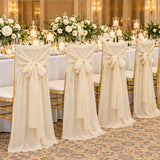 Champagne Chiffon Chiavari Chair Cover With Sash Flowing Drape