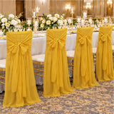 Gold Chiffon Chiavari Chair Cover With Sash Cascading Drape