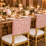 Blush Pink Rose Gold Sequin Spandex Chair Caps 220 GSM Stretch