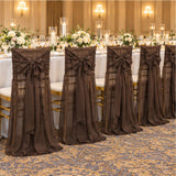 Chocolate Brown Chiffon Chiavari Chair Cover With Sash Sheer