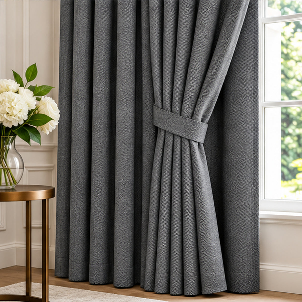 Med Grey Herringbone Merino Wool Fabric 58/60in Width by the Yard