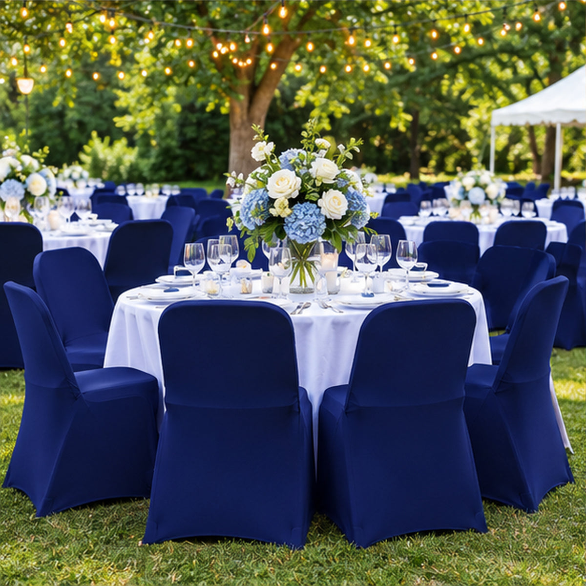 Navy Blue Premium Spandex Lifetime Folding Chair Cover 220 GSM