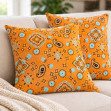 Paisley Bandanna Fabric Tangerine Poly Cotton Print by the Yard