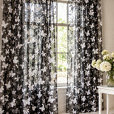 3D Butterflies White on Black Lace Fabric Embroidered by the Yard