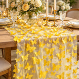 3D Butterflies Yellow Lace Fabric Embroidered Applique by the Yard