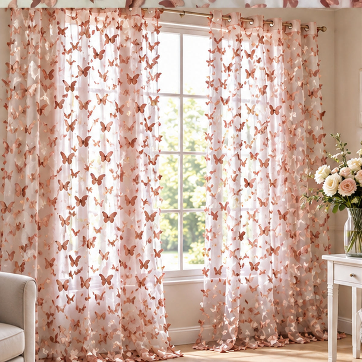 3D Butterflies Mauve Lace Fabric Embroidered Applique by the Yard