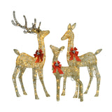 Champagne Woven Vine Set of 3 Reindeer with Warm White LED Lights for Holiday Décor 63" 52" 37"