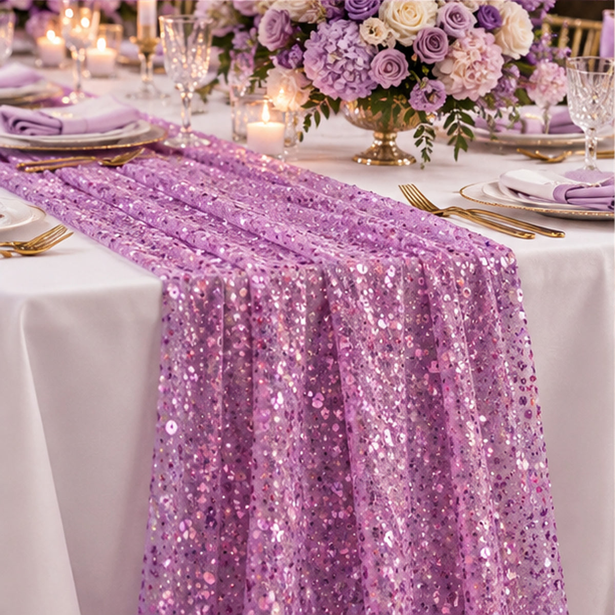 BPS Mesh Lace Lilac Fabric Sheer Stretch Floral by the Yard Decor