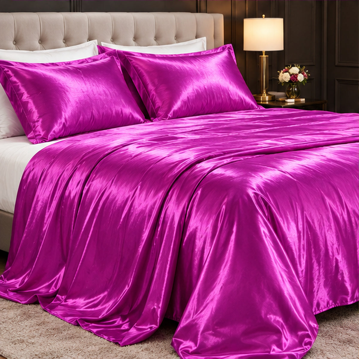 Magenta Low Stretch Polyester Tricot Fabric 108/120 Inch Yard