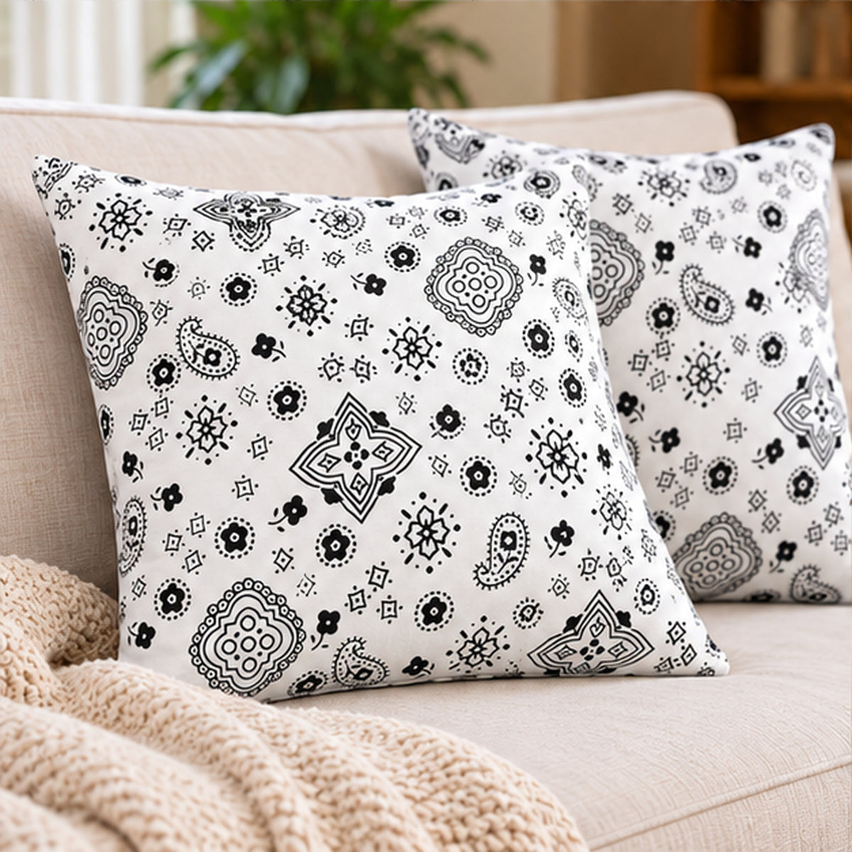 Paisley Bandanna Fabric White Poly Cotton Print by the Yard Decor