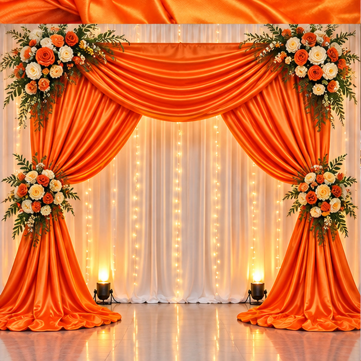 Orange Low Stretch Polyester Fabric Extra Wide 108/120 Inch Yard