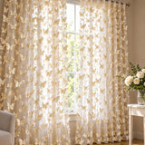 3D Butterflies Champagne Lace Fabric Embroidered by the Yard Decor