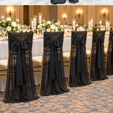 Black Chiffon Chiavari Chair Cover With Sash Soft Sheer Fabric