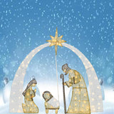 54"H Nativity Scene Christ Birth Pre-Lit Warm White LED Lights 115L Display
