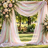 Iridescent White Crush Barbie Organza Fabric by the Yard Shiny