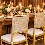 Champagne Gold Sequin Spandex Chair Caps 220 GSM Soft Shimmer