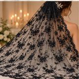 Beaded Lace Fabric Embroidered Polyester Net Mesh Handmade Yard