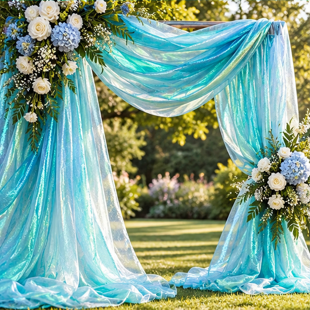 Aqua Crush Barbie Organza Fabric Shiny Sheer by the Yard Decor